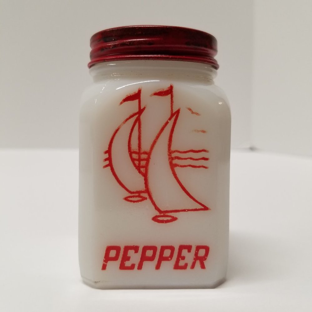 Hazel Atlas Milk Glass Sailboat Pepper Shaker